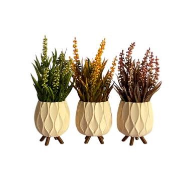 Imagem de Trio de Vaso Decorativo Quarto Banheiro Sala e Armário Cachepot Cozinha para Plantas e Cactus(Bege)