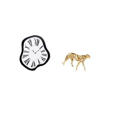 Imagem de Fenteer Escultura de Relógio de Parede em Acrílico Distorcido, Relógio Derretido Criativo E Exclusivo, Peça Decorativa para Mesa, Enfeite de Luxo com Estatuet