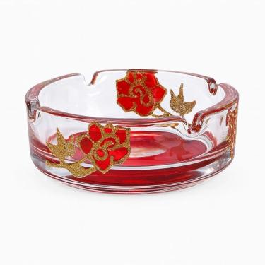 Imagem de Cinzeiro Pomba Gira Com Rosa Vermelha Pintado 10 Cm 4 Apoios