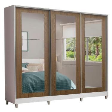 Imagem de Guarda Roupa Casal Eros 3 Portas Correr de Espelho com Pés