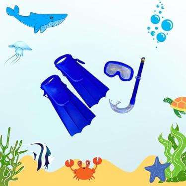 Imagem de Kit Mergulho Brinquedo Infantil Máscara Snorkel Pé De Pato (Azul)