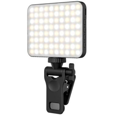 Imagem de Luz de Selfie LED Profissional, Branco, ABS, Bateria 2000mAh, Temperatura de Cor Ajustável 3000K-6500K, Iluminação para Videoconferência e Fotografia, 90×70×14.5mm