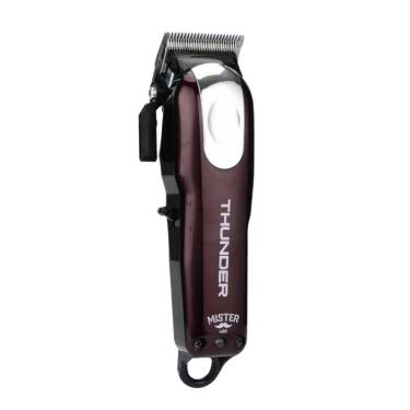 Imagem de Máquina de Cortar Cabelo Mister Lizz Thunder Profissional A Bateria Lâminas Inox 6500 RPM Preto e Vinho