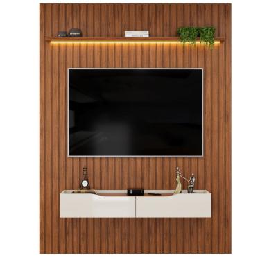 Imagem de Painel Para Tv Até 65 Polegadas 1,83m Ripado Autêntico Com Led Montreal Com Nicho Efraín