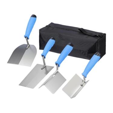 Imagem de Generic Conjunto de 4 espátulas para alvenaria e concreto, espátulas para drywall, de canto para cimento, para trabalhos de assentamento de azulejos e pisos.