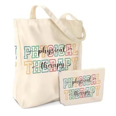 Imagem de jealance Cat Mom Auntie Physical Therapy Gifts Bolsas Cosméticas Lona Sacola Tote Presentes de Natal para Mulheres Amiga Tia Terapeuta, Physical Therapy 1162, 9.8*6.9 inches
