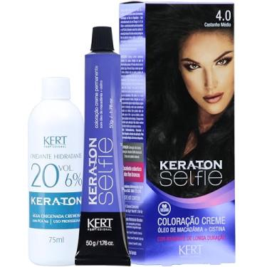 Imagem de Keraton Coloração Permanente Em Creme Para Cabelos Com Cistina E Óleo De Macadâmia Selfie 50G Nº 4.0 Castanho Médio