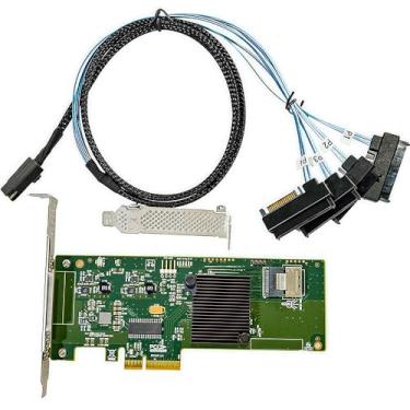 Imagem de Placa de expansão SAS HBA PCIe SATA compatível com LSI 9211-4i IT Mode, 4 portas 6Gb/s, PCIe 2.0, 1x SFF-8087 Interno, com 1x cabo SFF-8087 para 4X 8482 SAS para NAS TrueNAS unRAID