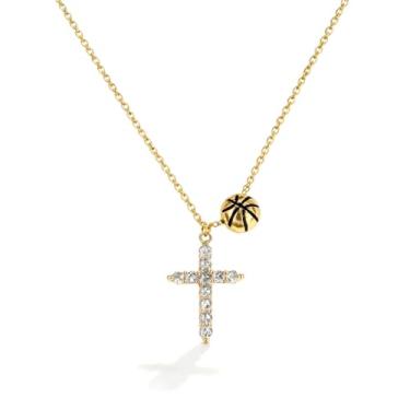 Imagem de Colar com pingente de bola e cruz, acessórios esportivos, joias, basquete, beisebol, futebol, voleibol, com pingente de cruz, gargantilha para mulheres, atletas, amantes de esportes, aniversário