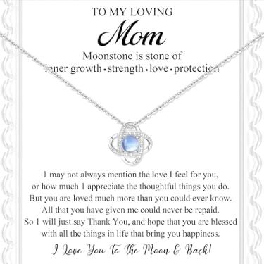 Imagem de JoycuFF Colar de corrente de aço inoxidável com pedra da lua, presente de dia das mães para mãe, irmã, namorado, mãe e amigas, Aço inoxidável, Sem Pedra Preciosa