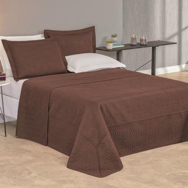Imagem de KIT COBRE LEITO COLCHA BALI DUPLA FACE QUEEN 3 PEÇAS 100% POLIÉSTER - MARROM