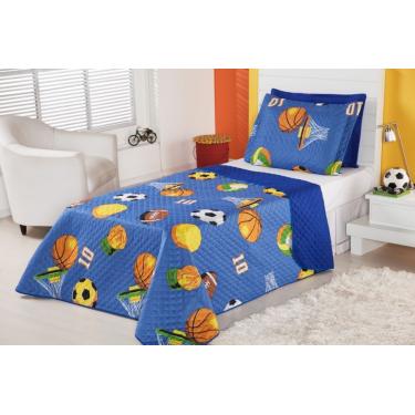 Imagem de Kit Cobre Leito Dupla Face Infantil  2 Pecas - Futebol Azul