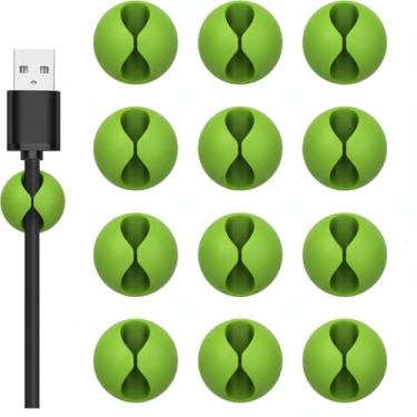 Imagem de Suporte de cabo, clipes de cabo, 12 peças, organizador de cabos adesivos verdes, suporte de carregador para mesa de cabeceira, mesa, escritório ou mouse