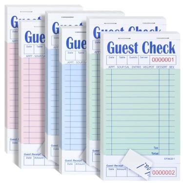 Imagem de ESSENTIAL Livros de cheques de convidados, blocos de notas rosa para servidor, 9 x 16,75 cm, 300 folhas, livros de pedidos de garçonete, pacote com 6