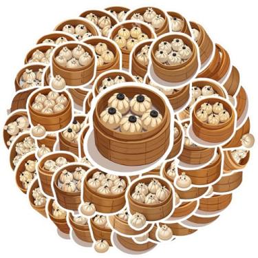 Imagem de 50 peças adesivos de comida Dim Sum brinquedos de papelaria adesivos alimentos para mala geladeira telefone bagagem, laptop, guitarra, carro, adesivo, brinquedos, caderno, bagagem, copo para celular