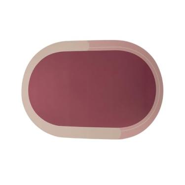Imagem de Tapete Capacho Ultra Absorção Absorvente Absorve Água Banheiro Lavabo Box Área de Serviço Cozinha Oval Base Antiderrapante em Borracha Secagem Rápida Microfibra e Poliéster Rosa 38x58cm Premium