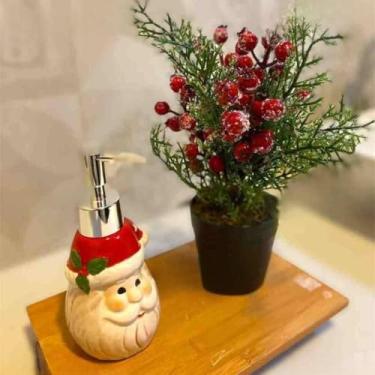 Imagem de Porta Sabonete Líquido Papai Noel Cerâmica 200ml Natal Decoração Banheiro Lavabo | APOLLO'S STORE