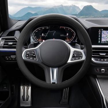 Imagem de Capa de volante de carro, capa de direção de silicone universal de 13,5 a 38 cm compatível com a maioria dos modelos de carro adequada para formato D redondo