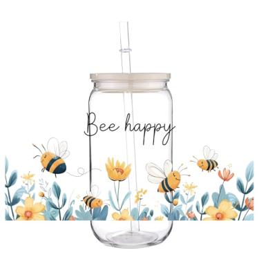 Imagem de 15 peças de adesivos de transferência DTF de girassóis e cactos UV para copo de vidro de 473 ml, arco de abelha, coração, uvdtf, envoltórios de copo para garrafa de água, vinil, aplique DIY margarida