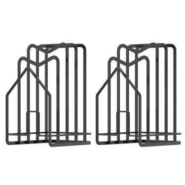 Imagem de ZJRDYYK 2 unidades de suporte de tábua de cortar para balcão, organizador de tábua de cortar com 4 compartimentos para bandeja organizadora de assadeira (preto)