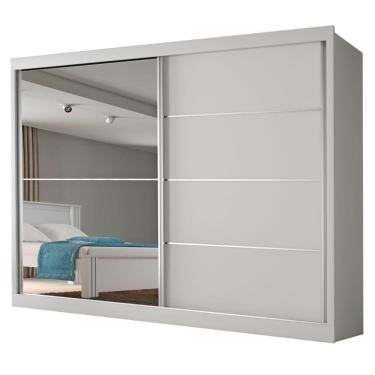 Imagem de Guarda Roupas Casal 2 Portas De Correr Com Espelho 4 Gavetas 100% Mdf Branco áustria Branco