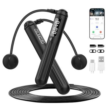 Imagem de KINTHEA Corda de pular inteligente 2 em 1, controle de aplicativo e registro de dados, corda de pular sem fio com contador para mulheres, homens, todas as idades, corda de pular ajustável para