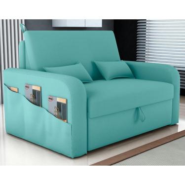 Imagem de Sofá Cama Com Baú Gorteen Veludo Verde Menta
