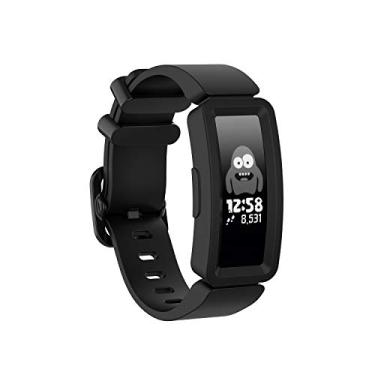 Imagem de PANDA BOBO Pulseira de silicone compatível com Fitbit Ace 2, pulseira de relógio esportivo infantil, acessórios à prova d'água (preto)