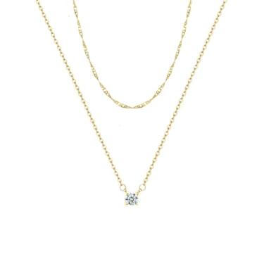 Imagem de Colar de flores para mulheres, pérola banhada a ouro 14K, diamante/quatro folhas, joia da sorte para noiva, adjustable, Latão, Sem Pedra Preciosa