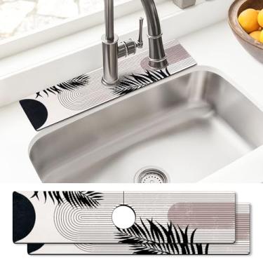 Imagem de Tapete absorvente de torneira, 2 unidades de tapete de secagem ao redor da torneira, protetor de respingos atrás da torneira, tapete de pia para cozinha, banheiro, ilha para trailer, 60 x 14 cm