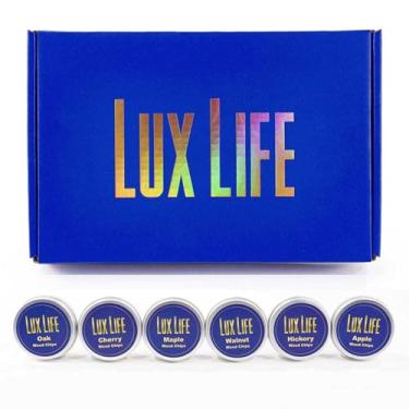 Imagem de Lux Life Kit de lascas de madeira para defumador: 6 lascas de madeira saborosas, ideais para uísque e bourbon, melhore suas bebidas de bourbon à moda antiga com chips de defumador de coquetel ou