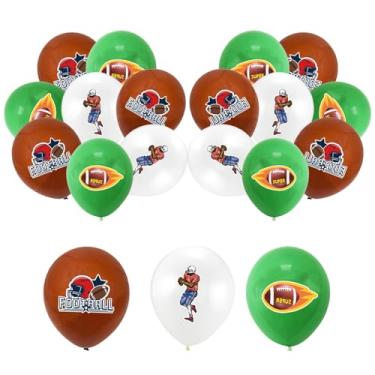Imagem de 18 peças de balões de futebol, decorações de festa, balões de látex de 30 cm em verde, marrom e branco para dia de jogo, porta traseira e festas de aniversário temáticas