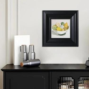 Imagem de CCPEAR Arte de parede emoldurada, decoração moderna de parede de frutas verdes, impressão de pintura de vida morta de limão amarelo para cozinha, sala de jantar, sala de estar, decoração de casa, 25,4