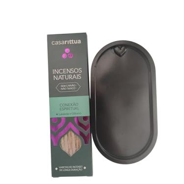 Imagem de Casarittua Incensos Naturais Lavanda e Olíbano, Conexão Espiritual, Sem Carvão, Não Tóxico, Varetas de Longa Duração mais bandeja porta incenso