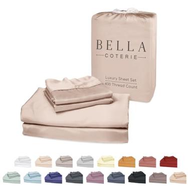 Imagem de Bella Coterie Jogo de cama queen de viscose de bambu de luxo | 100% cultivado organicamente | Ultra macio | Resfriamento para pessoas com sono quente | Bolso profundo de 45,7 cm [rosa empoeirado]