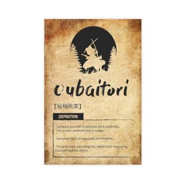 Imagem de Pôster vintage japonês Bushido Concepts Oubaitori Samurai filosofia de artes marciais, arte de parede com código de guerreiro japonês, decoração vintage dojo 30,5 x 45,7 cm sem moldura