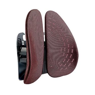 Imagem de Cadeira de apoio lombar Apoio para costas Almofada ergonômica ajustável de malha respirável para conforto de assento de carro de escritório (Café)