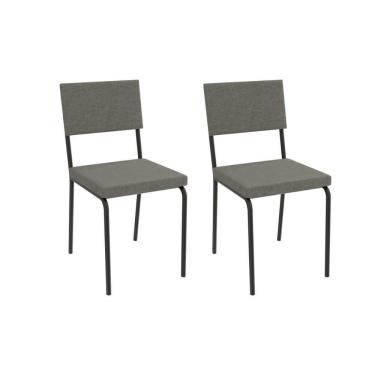 Imagem de Cadeira De Cozinha Zaria 2c128prf Aço Kit 2 Un Preto-linho Escuro - Kappesberg