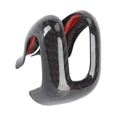 Imagem de aqxreight Capa do Botão de Mudança de Fibra de Carbono para Decoração de Interiores de Automóveis de Substituição para S60 V60 2019-2021 Feito de Material de Alto Carbono para Carro 2019-2021 A Capa