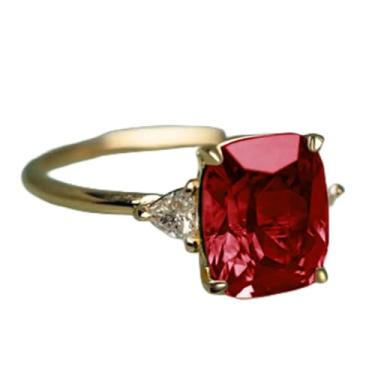 Imagem de Aliança de noivado de zircônia cúbica quadrada banhada a ouro vermelho com quatro garras alianças de compromisso, festas noturnas, presentes de dia dos namorados, alianças de eternidade para mulheres