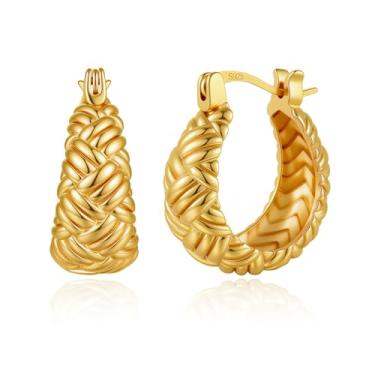 Imagem de Cicy Bell Brincos femininos banhados a ouro 18 quilates com clipe em tecido, hipoalergênicos, elegantes, elegantes, joias penduradas, presentes, Free Size, Latão banhado a ouro 18k, Sem pedra preciosa