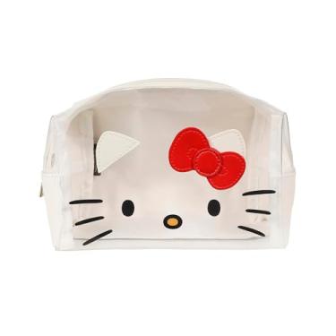 Imagem de Bioworld Bolsa cosmética Sanrio Hello Kitty Face com laço 3D e fecho de zíper