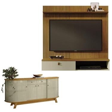 Imagem de Estante Home Theater Suspenso íris Com Aparador Para Sala Buffet Mônaco Cumaru Opala - Madetec