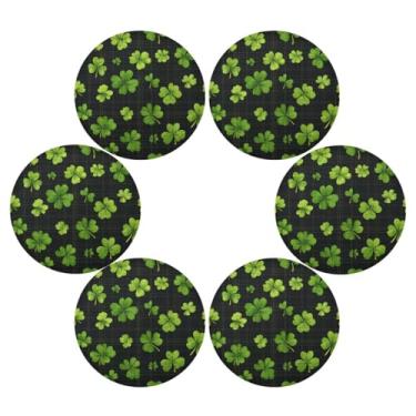 Imagem de ATTX Jogo americano de trevo verde do dia de São Patrício para mesa de jantar, jogo americano de decoração do dia de São Patrício, tapetes para mesa de cozinha para 6#255