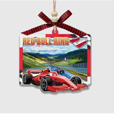 Imagem de Enfeite de corrida inspirado na fórmula do circuito da Áustria Spielberg, design de pista de vitral de madeira e acrílico, decoração de carro suspenso ou árvore de Natal - presente para amantes de