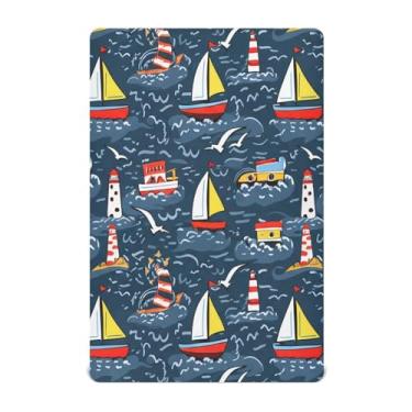 Imagem de KEEPREAL Jogo de lençol com elástico para meninos e meninas, macio, respirável, confortável, colorido, barcos, para berço padrão e colchão infantil #891