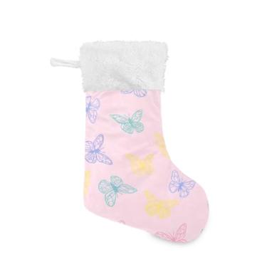 Imagem de GakkiGii Meia de Natal grande de borboleta, decoração de Natal suspensa para parede de árvore de lareira, 45 x 31 cm