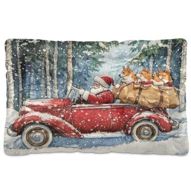 Imagem de SEHANY Cama de gato Corgi para carro vermelho de Natal com fundo antiderrapante, caixa de canil, colchão macio para animais de estimação, lavável, almofada de cama para cães pequenos, médios e grandes