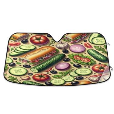 Imagem de ATTX Protetor solar universal para para-brisas de carro 144.8 cm x 80.0 cm com proteção UV, persiana de janela frontal automática dobrável para caminhões Sedans SUVs #572