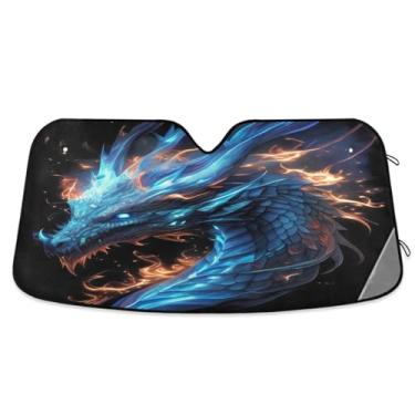 Imagem de ATTX Para-brisas Dragon Car Para-brisas 144.8 cm x 80.0 cm Escudo Solar Universal com Proteção UV, Persiana de Janela Frontal Auto Dobrável para Sedans SUVs Caminhões #36